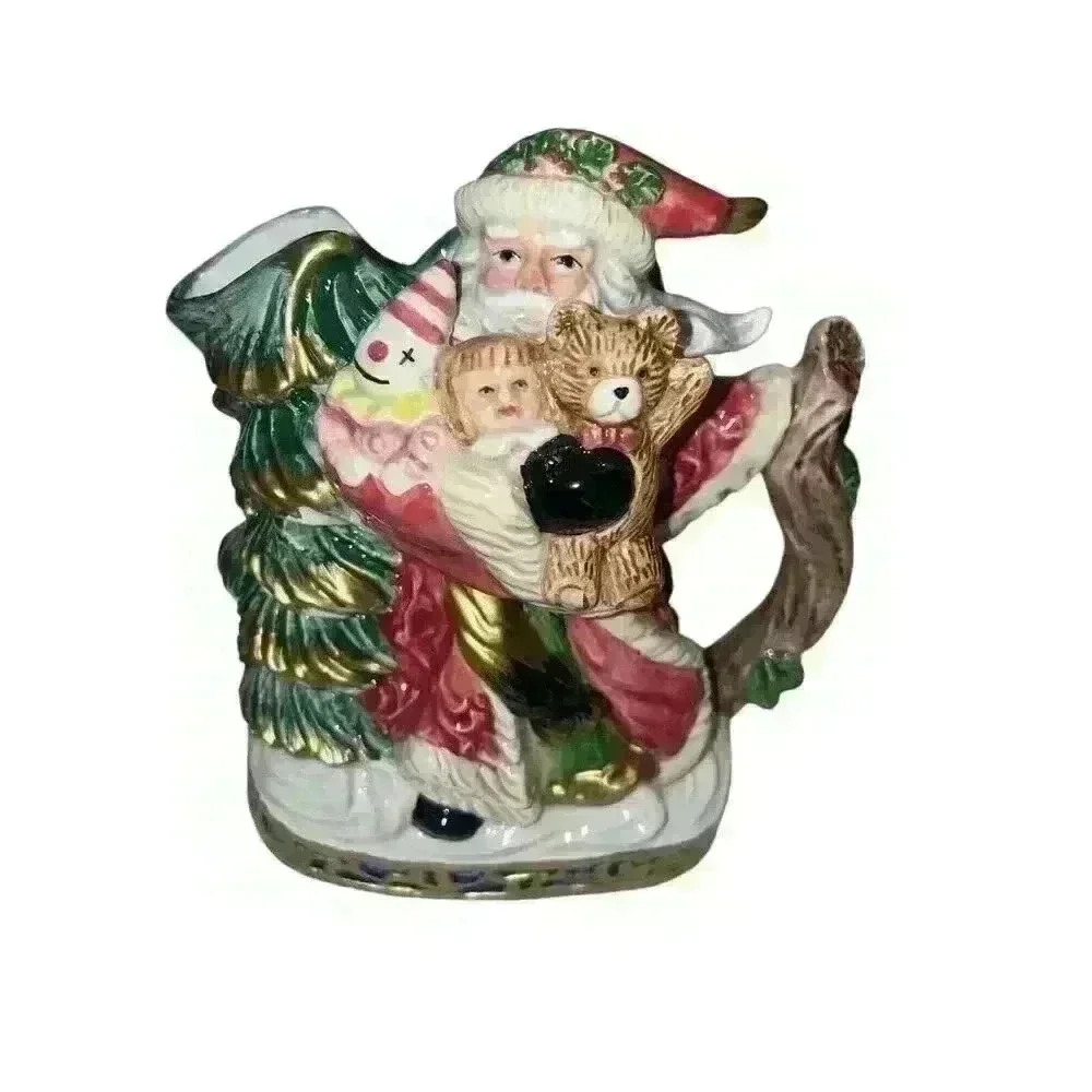 Vintage Christmas FITZ & FLOYD Omnibus Renaissance Santa Sugar Creamer Set